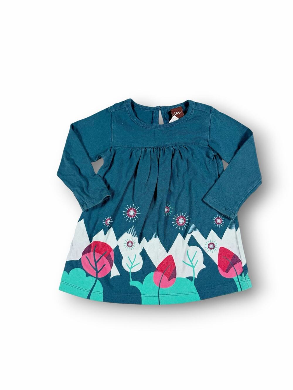 Tea Collection Mountain Landscape Long Sleeve Dress 6–12 Months
